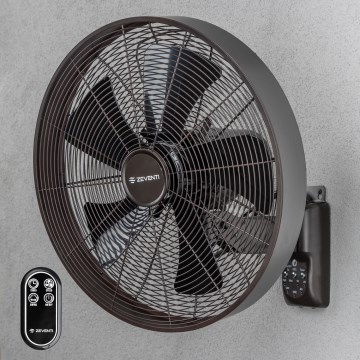 ZEVENTI - Seinätuuletin FREEZE 50W/230V, halkaisija 45 cm, musta/ruskea + kaukosäädin