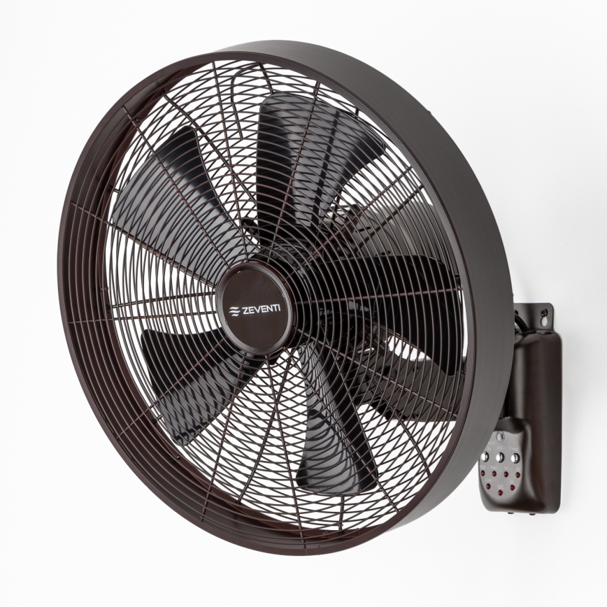 ZEVENTI - Seinätuuletin FREEZE 50W/230V, halkaisija 45 cm, musta/ruskea + kaukosäädin