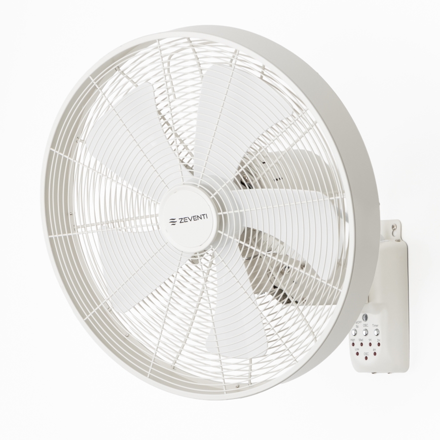 ZEVENTI - Seinätuuletin FREEZE 50W/230V Ø 45 cm valkoinen + kaukosäädin