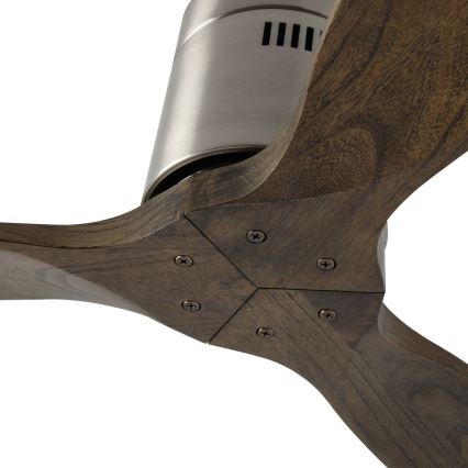 ZEVENTI - Kattotuuletin SPELLO Wi-Fi Tuya mattakromi/tammi + kaukosäädin