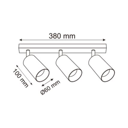 Zuma Line - Kohdevalo 3xGU10/50W/230V musta/harmaa