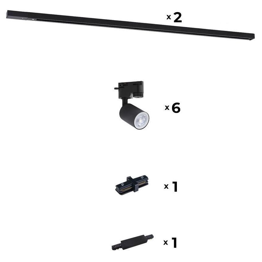 Zuma Line - Kohdevalaisin kiskojärjestelmään 6xGU10/10W/230V musta + kiskojärjestelmän lisävarusteet