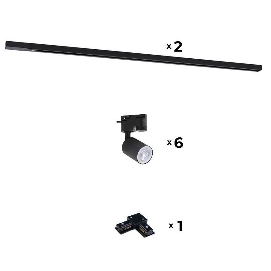 Zuma Line - Kohdevalaisin kiskojärjestelmään 6xGU10/10W/230V musta + kiskojärjestelmän lisävarusteet