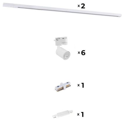 Zuma Line - Kohdevalaisin kiskojärjestelmään 6xGU10/10W/230V valkoinen + kiskotarvikkeet