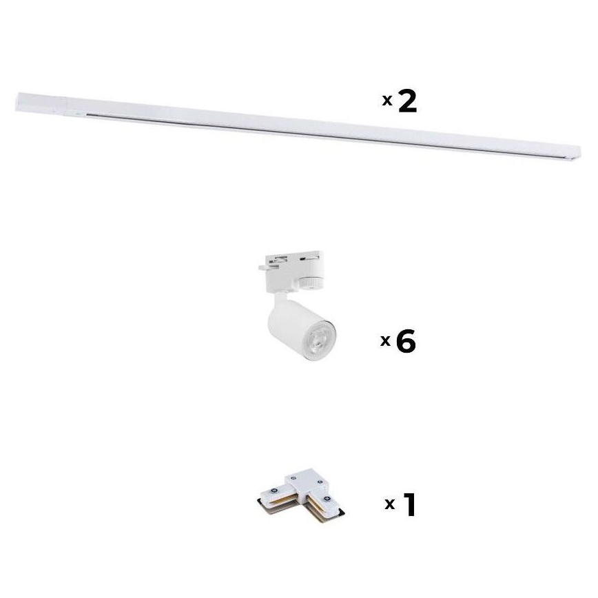 Zuma Line - Kohdevalo kiskojärjestelmään 6xGU10/10W/230V valkoinen + kiskotarvikkeet