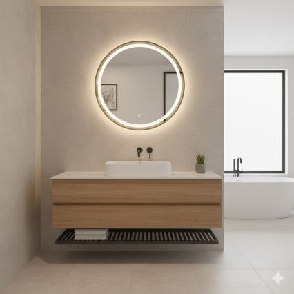 Zuma Line - LED-kylpyhuonepeili integroidulla valaistuksella LED/36W/230V 3000/4000/6000K Ø 80 cm IP44 kultainen