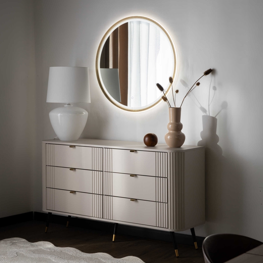 Zuma Line - LED-kylpyhuoneen seinäpeili integroidulla valaistuksella LED/36W/230V 3000/4000/6000K Ø 80 cm IP44 messinki