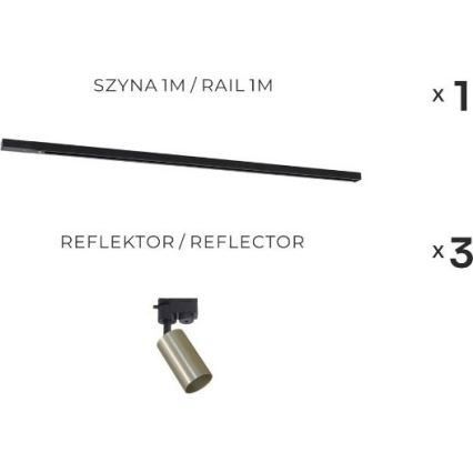 Zuma Line - Kohdevalaisin kiskojärjestelmään 3xGU10/35W/230V musta/kulta