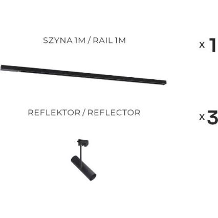 Zuma Line - Spottivalaisin kiskojärjestelmään 3xGU10/35W/230V musta