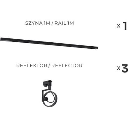 Zuma Line - Kiskovalaisin kiskojärjestelmään 3xGU10/15W/230V musta