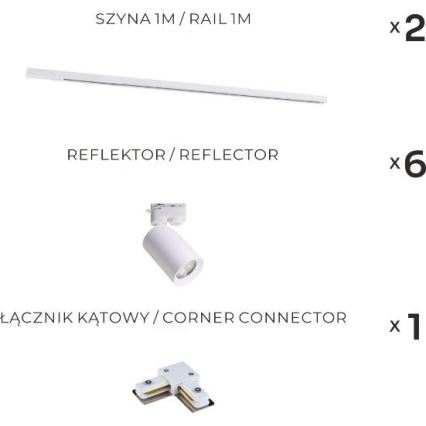 Zuma Line - Kiskojärjestelmään tarkoitettu 6xGU10/35W/230V spottivalaisin, valkoinen
