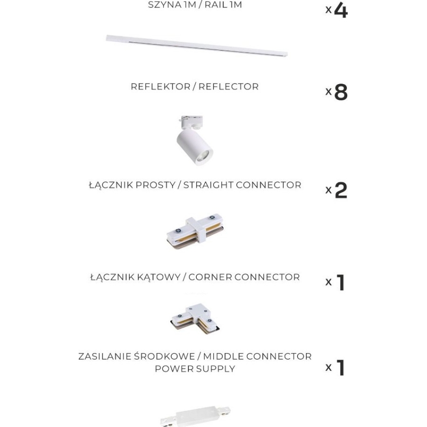 Zuma Line - Kohdevalaisin kiskojärjestelmään 8xGU10/35W/230V valkoinen