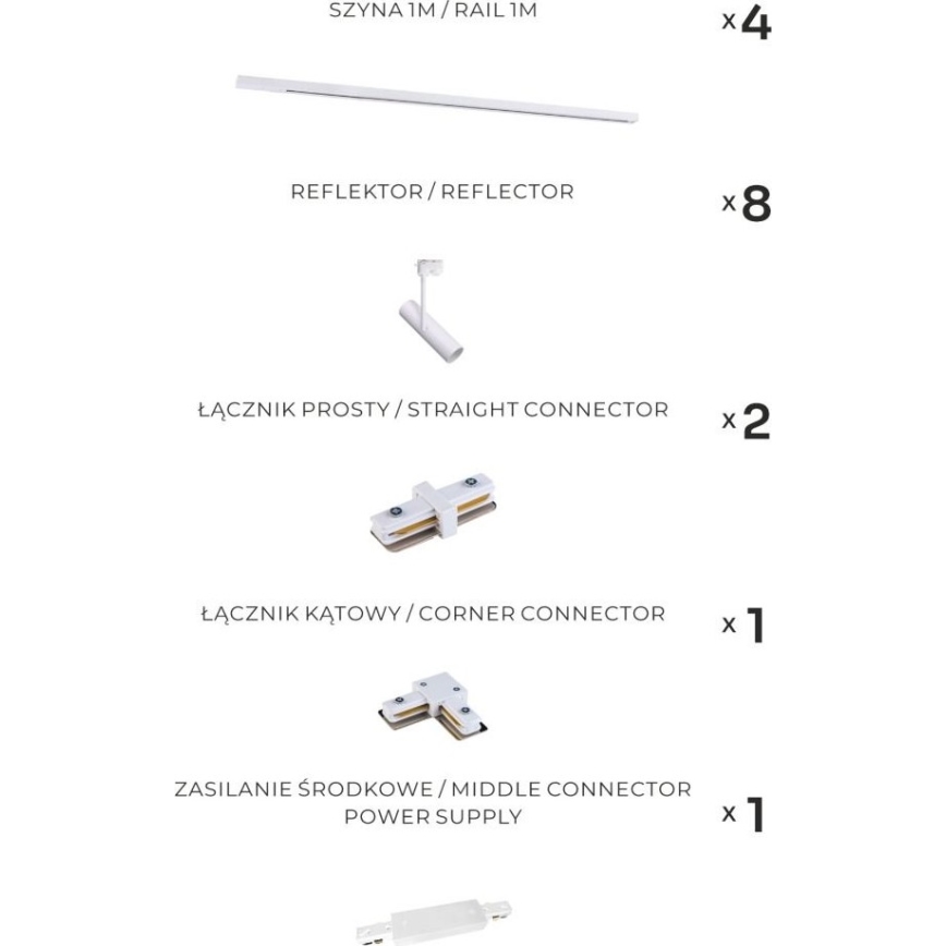 Zuma Line - Spottivalaisin kiskojärjestelmään 8xGU10/35W/230V valkoinen