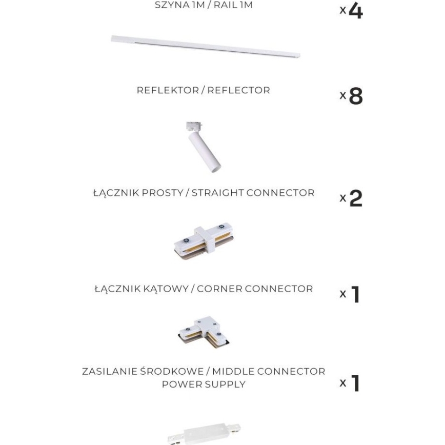 Zuma Line - Kohdevalaisin kiskojärjestelmään 8xGU10/35W/230V valkoinen