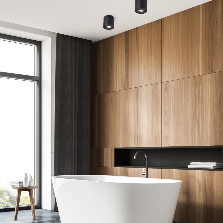 Zuma Line - LED RGBW himmennettävä kylpyhuoneen kohdevalaisin 1xGU10/6W/230V IP44 musta + kaukosäädin