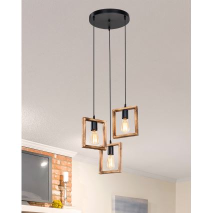 Zuma Line - Kattokruunu johdossa 3xE27/20W/230V mänty/musta