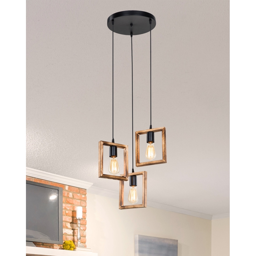 Zuma Line - Kattokruunu johdossa 3xE27/20W/230V mänty/musta