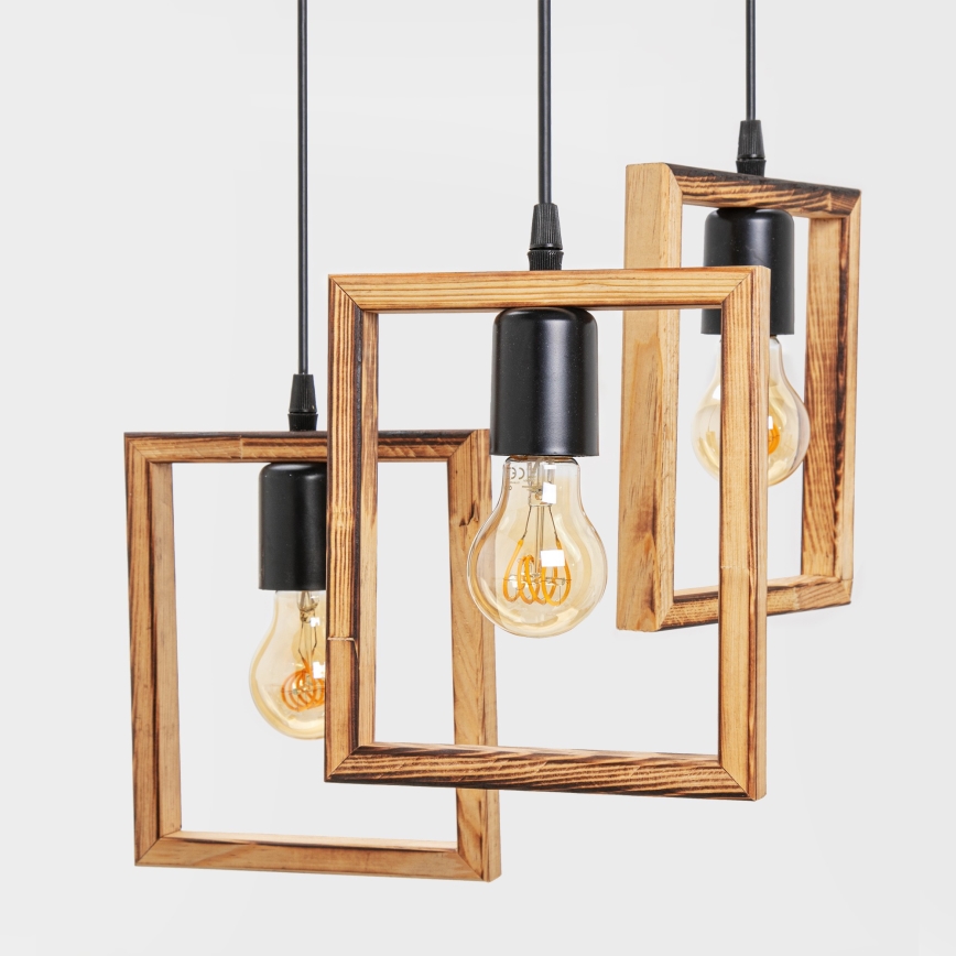 Zuma Line - Kattokruunu johdossa 3xE27/20W/230V mänty/musta