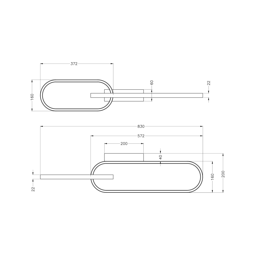Zuma Line - LED-kattovalaisin 2xLED/24W/230V musta/kultainen
