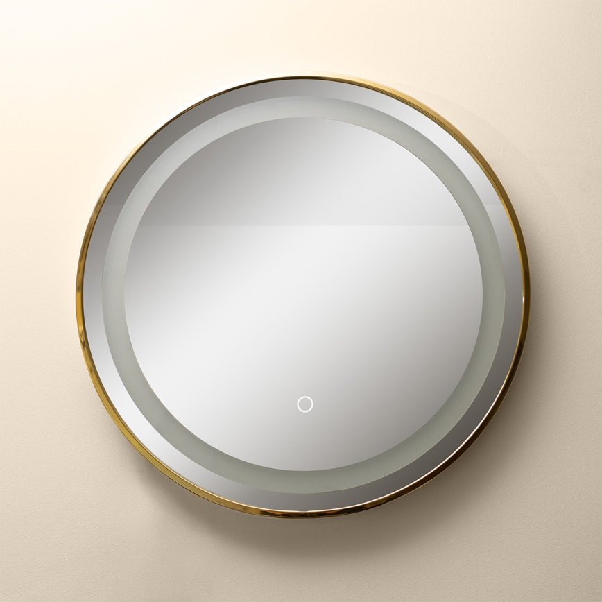 Zuma Line - LED Kylpyhuone seinä peili taustavalolla LED/24W/230V 3000/4000/6000K halkaisija 60 cm IP44 kulta