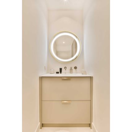 Zuma Line - LED Kylpyhuone seinä peili taustavalolla LED/24W/230V 3000/4000/6000K halkaisija 60 cm IP44 kulta