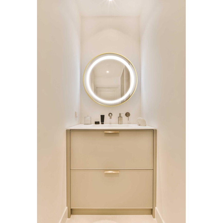 Zuma Line - LED Kylpyhuone seinä peili taustavalolla LED/24W/230V 3000/4000/6000K halkaisija 60 cm IP44 kulta