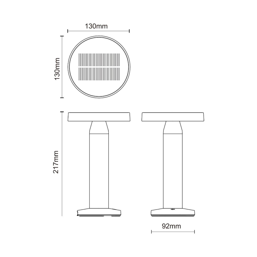 Zuma Line - LED himmennettävä aurinkokennolla ladattava pöytävalaisin LED/2W/2000 mAh IP44 musta