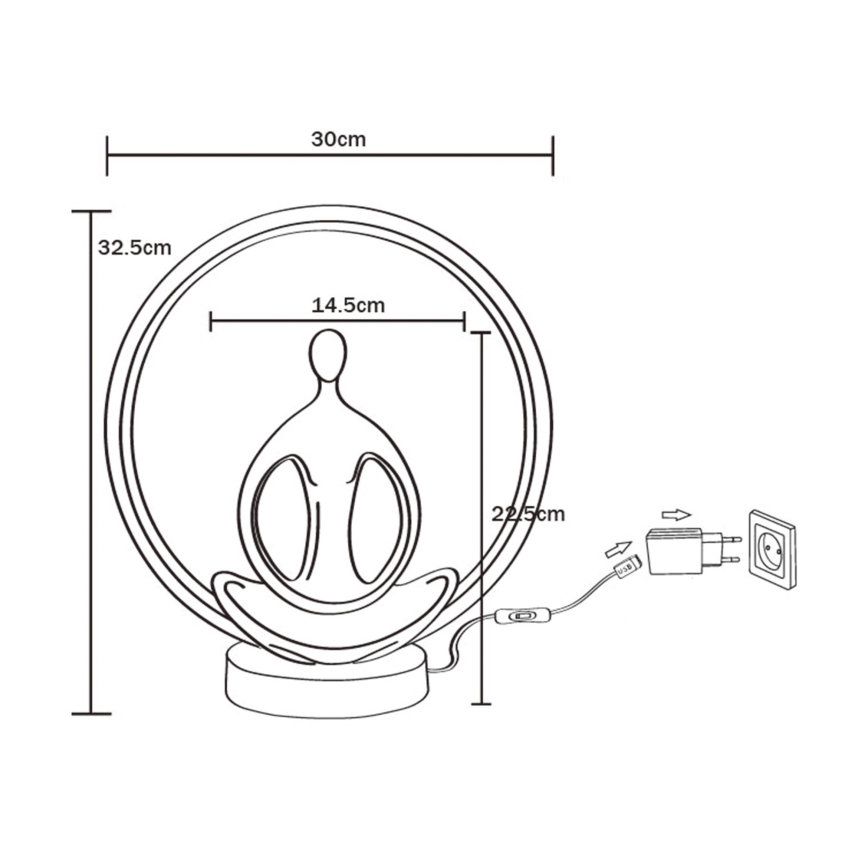 Zuma Line - LED-pöytävalaisin LED/4W/5V musta/kulta