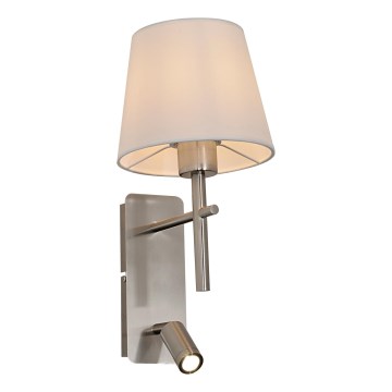 Zuma Line - LED-seinävalaisin 1xE27/40W/230V + LED/2,5W mattakromi/valkoinen