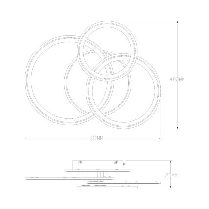 Zuma Line - Himmennettävä LED-kattovalaisin LED/55W/230V 3000-6000K musta + kauko-ohjaus
