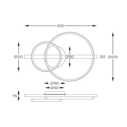 Zuma Line - LED himmennettävä pinta-asennettava kattovalaisin LED/17W/230V