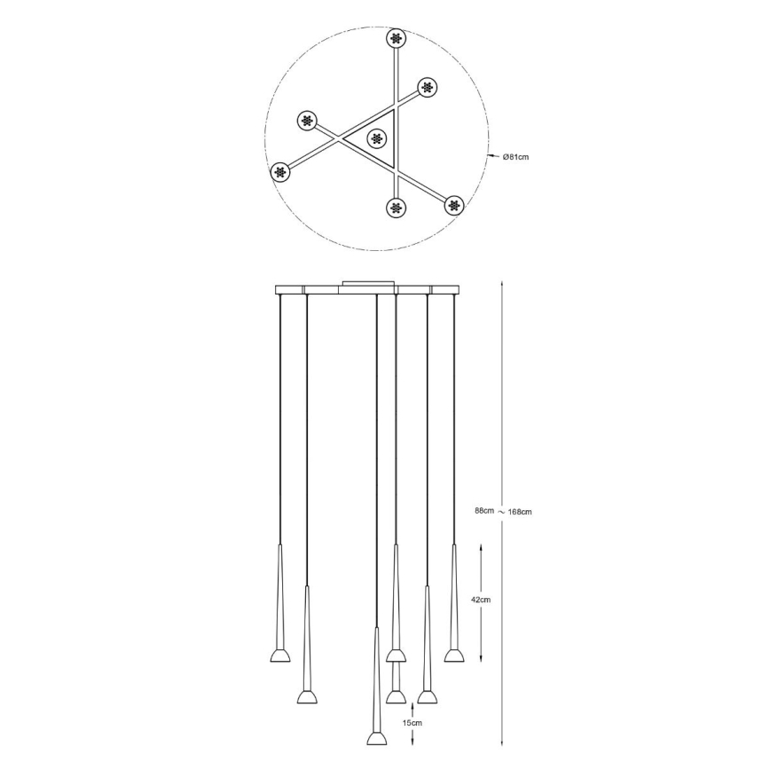 Zuma Line - LED-riippuvalaisin vaijerilla 7xLED/6W/230V musta/kultainen