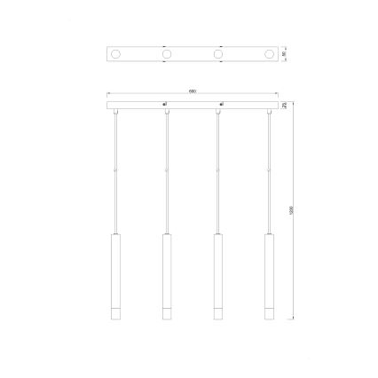 Zuma Line - Vaijerilla ripustettava kattovalaisin 4xG9/5W/230V kultainen
