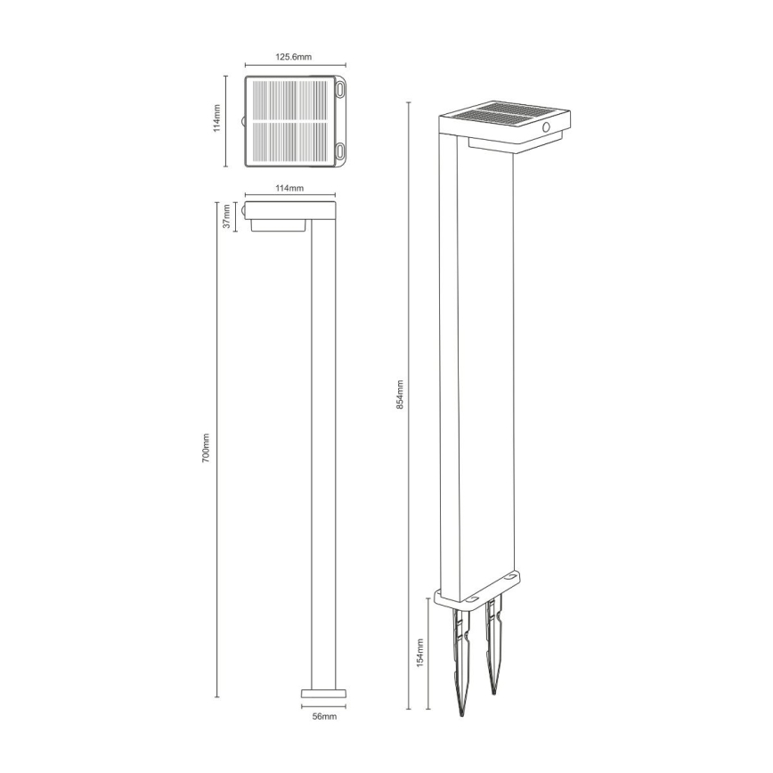 Zuma Line - LED aurinkokäyttöinen lamppu liiketunnistimella ja hämäräkytkimellä LED/4,5W/2000 mAh IP44 musta
