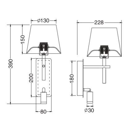 Zuma Line - LED-seinävalaisin 1xE27/40W/230V + LED/2,5W musta/valkoinen
