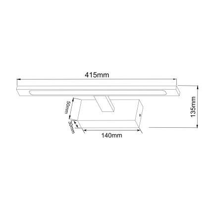 Zuma Line - LED-peilivalon kylpyhuoneeseen LED/12W/230V 41 cm IP44 musta