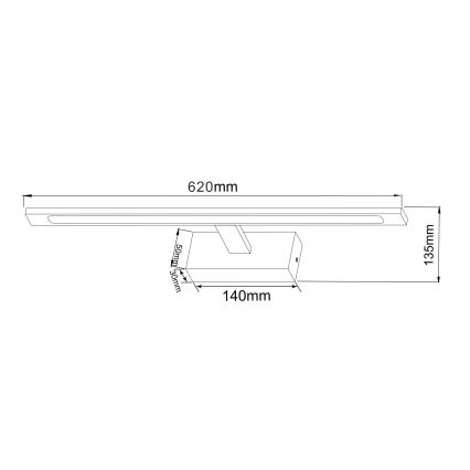 Zuma Line - LED-peilivalon kylpyhuoneeseen LED/20W/230V 62 cm IP44 kulta